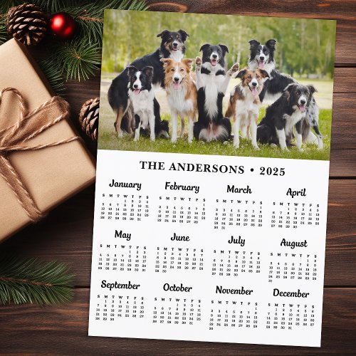 2025 Calendar Custom Pet Puppy Dog 12 Month Photo Holiday Card