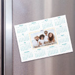 2025 Calendar Custom Photo Family Keepsake Magnet<br><div class="desc">Create this usable keepsake for you family and friends so they will remember you year-round with this graphic, elegant 2025 calendar magnet card. Bold white typography, your custom photo and a simple, modern turquoise blue 12 month calendar overlay a clean white background. Personalize with the photo of your choice along...</div>