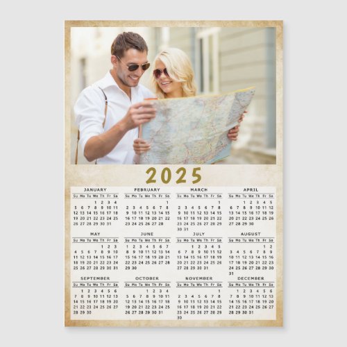 2025 Calendar Custom Photo Full Year Magnetic Card