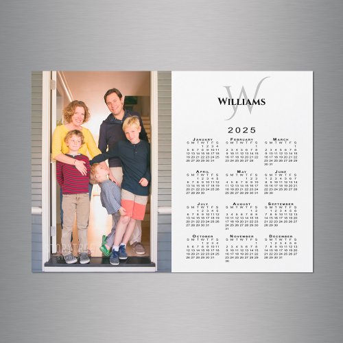 2025 Calendar Custom Photo Monogram Name Magnet