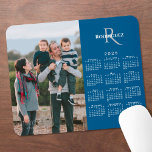 2025 Calendar Custom Photo Monogram Name on Blue Mouse Pad<br><div class="desc">Modern 2025 calendar features your photo on the left and your monogram and name above the vertical white calendar on the right on a blue background. Replace the sample image and text with your own in the sidebar. Makes a great gift for family. If you'd like to change the blue...</div>