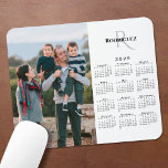 2025 Calendar Custom Photo Monogram Name on White Mouse Pad<br><div class="desc">Modern 2025 calendar features your photo on the left and your monogram and name above the vertical black calendar on the right on a white background. Replace the sample image and text with your own in the sidebar. Makes a great gift for family. If you'd like to change the white...</div>