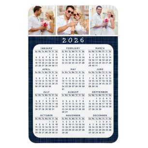 2025 Calendar Custom Photo Navy Blue Fridge Magnet
