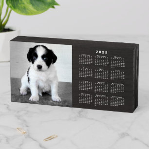 2025 Calendar Custom Photo on Black Wooden Box Sign