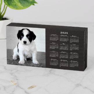 2025 Calendar Custom Photo on Black Wooden Box Sign