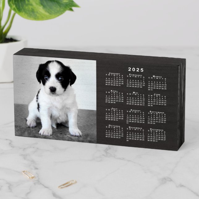 2025 Calendar Custom Photo on Black Wooden Box Sign (In Situ Horizontal)
