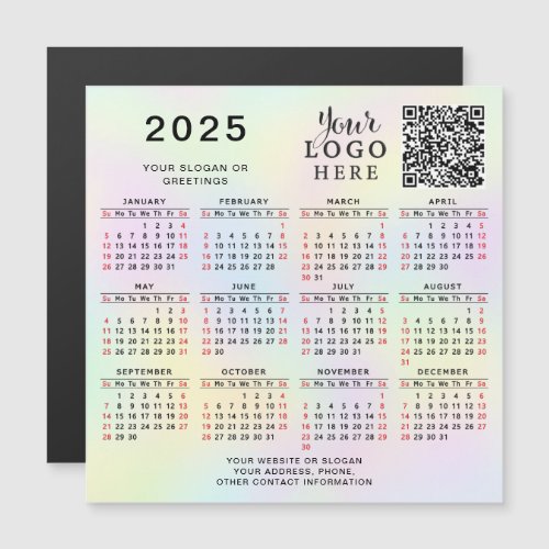 2025 Calendar Custom QR Code Company Logo Pastel