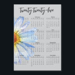 2025 Calendar Daisy Yearly  Script<br><div class="desc">This design was created through digital art. It may be personalized by clicking the customize button and changing the color, adding a name, initials or your favorite words. Contact me at colorflowcreations@gmail.com if you with to have this design on another product. . See more of my creations or follow me...</div>