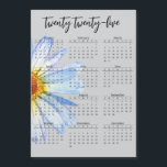 2025 Calendar Daisy Yearly  Script<br><div class="desc">This design was created through digital art. It may be personalized by clicking the customize button and changing the color, adding a name, initials or your favorite words. Contact me at colorflowcreations@gmail.com if you with to have this design on another product. . See more of my creations or follow me...</div>