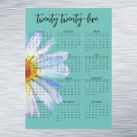 2025 Calendar Daisy Yearly  Script<br><div class="desc">This design was created through digital art. It may be personalized by clicking the customize button and changing the color, adding a name, initials or your favorite words. Contact me at colorflowcreations@gmail.com if you with to have this design on another product. . See more of my creations or follow me...</div>