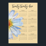 2025 Calendar Daisy Yearly  Script<br><div class="desc">This design was created through digital art. It may be personalized by clicking the customize button and changing the color, adding a name, initials or your favorite words. Contact me at colorflowcreations@gmail.com if you with to have this design on another product. . See more of my creations or follow me...</div>