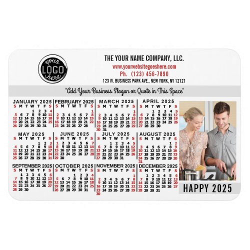 2025 Calendar Easy Custom Business Logo Name Photo Magnet