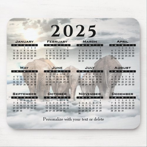 2025 Calendar _ Elephant Butt Family  Mouse Pad