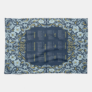 2025 Calendar Floral Elegance Kitchen Towel