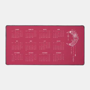 2025 Calendar Full Year Boho Dusty Rose Desk Mat