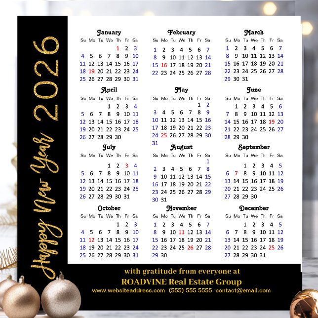 2025 Calendar Gold Black Corporate Magnetic Card (Creator Uploaded)