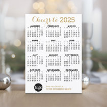 2025 Calendar Gold White Business Logo Holiday Card