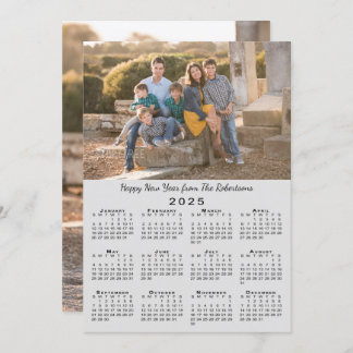 2025 Calendar Gray 2 Custom Photos Happy New Year Holiday Card