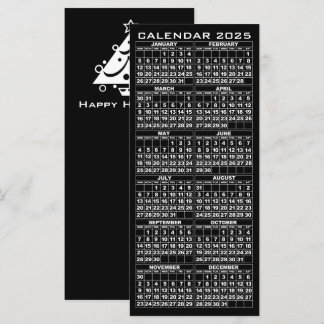 2025 Calendar Holidays Rack Card Black Tree