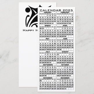 2025 Calendar Holidays Rack Card Leaf with envelop
