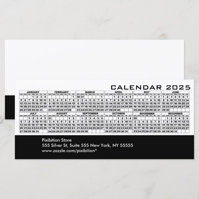 2025 Calendar Holidays Rack Card White (Front/Back)