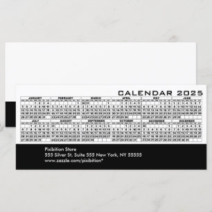2025 Calendar Holidays Rack Card White