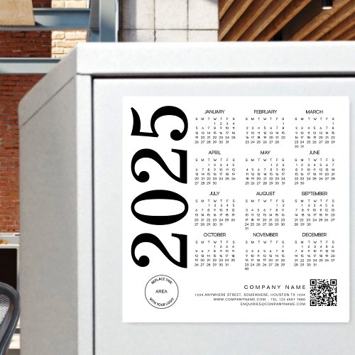 2025 Calendar Logo QR Code Black  White Business