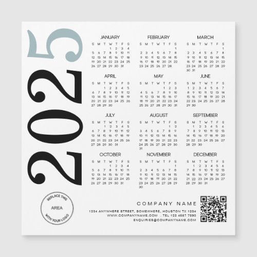 2025 Calendar Logo QR Code Blue Black Business