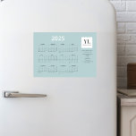 2025 Calendar Logo Seafoam Green Magnetic Card<br><div class="desc">Trendy and chic 2025 magnetic calendar card. This stylish business card template features your business name and square logo and optional contact and social media details. Text comes in jet black and light seafoam green font,  against a seafoam green background.</div>