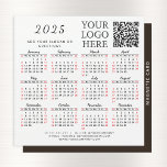 2025 Calendar Magnet Business QR Code Company Logo<br><div class="desc">This simple square 2025 magnetic calendar is a template to place your logo, generate a QR code, add company contacts, slogan or another text for your clients and colleagues. Months are in script font. Saturdays and Sundays are in red to plan and discuss the working days easier. It's a practical...</div>