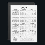 2025 Calendar Magnet Company Logo White Black<br><div class="desc">Create a 2025 business calendar magnet with your company logo and contact information as a practical keepsake or a favor for your clients and workmates for Thanksgiving Day, Christmas, New Year or other holidays and occasions. This simple, minimal design in white and black is easy to personalize and customize. It...</div>