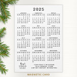 2025 Calendar Magnet Company Logo White Black<br><div class="desc">Create a 2025 business calendar magnet with your company logo and contact information as a practical keepsake or a favor for your clients and workmates for Thanksgiving Day, Christmas, New Year or other holidays and occasions. This simple, minimal design in white and black is easy to personalize and customize. It...</div>