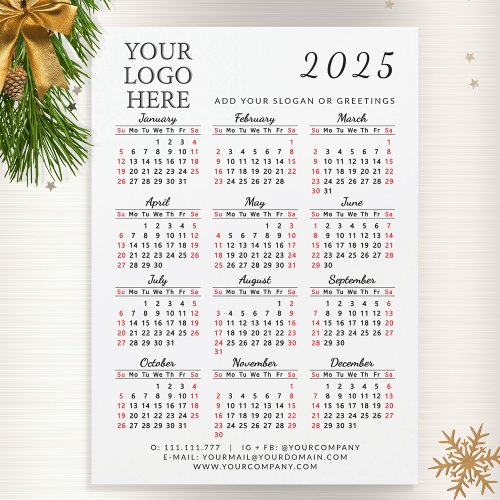 2025 Calendar Magnet Custom Business Logo Simple