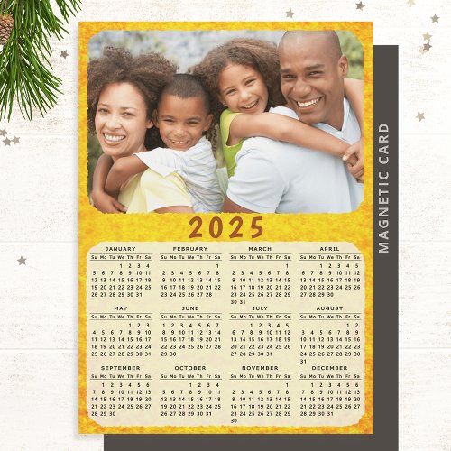 2025 Calendar Magnet Family Photo Golden Yellow