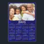 2025 Calendar Magnet Family Photo Navy Blue<br><div class="desc">This 2025 family photo calendar magnet with a navy blue background is easy to personalize with your custom picture by using the template. Click "Personalize" ("View Product Details" / "Personalize") and change the picture to get the result with the same stylish frame-look edges around it. Make your own calendar as...</div>