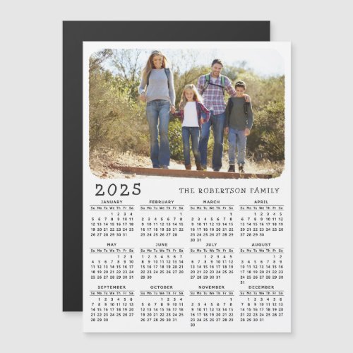 2025 Calendar Magnet Family Photo White Black