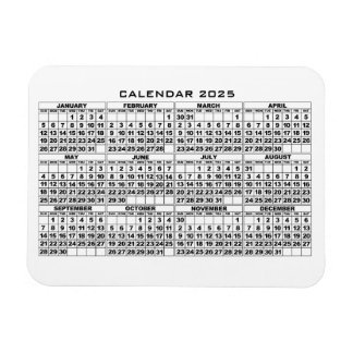 2025 Calendar Magnet White
