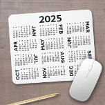 2025 Calendar - modern black and white simple Mouse Pad<br><div class="desc">Black and White - A minimal, basic 12 month 2025 calendar with a solid color background. A modern look for your home office or school locker. The fonts are simple to read, and the colors can be changed. -------- If you open the customize area, it will take to you to...</div>