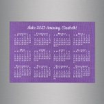 2025 Calendar Motivation Custom Name Purple Magnet<br><div class="desc">Stylish magnet card features a white 2025 calendar over a photograph of purple linen with a motivational message at the top. It reads, "Make 2025 Amazing, [NAME]" in a cool white script font. Personalize it with your own name and inspiring message in the sidebar. (Changing the 2025 year text will...</div>