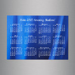 2025 Calendar Motivation Name Custom Photo Magnet<br><div class="desc">Stylish magnet card features a white 2025 calendar over an abstract photograph of curving blue silk with a motivational message at the top. It reads, "Make 2025 Amazing, [NAME]" in a cool white script font. Personalize it with your own name and inspiring message in the sidebar. (Changing the 2025 year...</div>