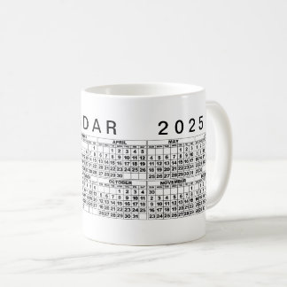 2025 Calendar Mug Black White