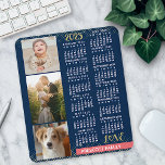 2025 Calendar Navy Coral Gold Family Photo Collage Mouse Pad<br><div class="desc">Celebrate 2025 with this preppy photo collage calendar. With easy-to-read dates in bold white, this beautifully simple calendar has the words "2025" and "LOVE" in faux gold glitter with a bright coral pink bar along the bottom for your personalized family name or other text. The background is navy blue. Vertically...</div>
