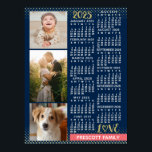 2025 Calendar Navy Coral Gold Family Photo Collage Poster<br><div class="desc">Celebrate 2025 with this preppy photo collage calendar. With easy-to-read dates in bold white, this beautifully simple calendar has the words "2025" and "LOVE" in faux gold glitter with a bright coral pink bar along the bottom for your personalized family name or other text. The background is navy blue. Vertically...</div>