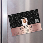 2025 Calendar Notary Copper Black QR Code Magnet<br><div class="desc">Present your best self to your clients and make sure they remember you year-round with this chic, elegant, 2025 calendar magnet card. A simple, modern 12 month calendar, black fancy handwritten script typography with feather pen, your custom qr code, personal photo and black sans serif typography overlay black and faux...</div>