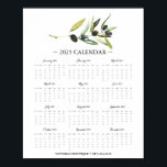 2025 Calendar Olive Business Promo Poster<br><div class="desc">Celebrate 2025 with this charming 2025 calendar featuring a watercolor olive branch and leaves design as the top border! Perfect for small business marketing and boutiques, this calendar by month adds a botanical touch to any workspace. Use the template fields to personalize your text, making it ideal for business promotions,...</div>