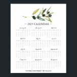 2025 Calendar Olive Business Promo Poster<br><div class="desc">Celebrate 2025 with this charming 2025 calendar featuring a watercolor olive branch and leaves design as the top border! Perfect for small business marketing and boutiques, this calendar by month adds a botanical touch to any workspace. Use the template fields to personalize your text, making it ideal for business promotions,...</div>