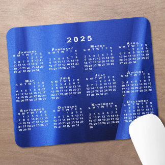 2025 Calendar on Abstract Blue Custom Photo Mouse Pad