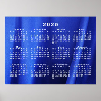 2025 Calendar on Blue Abstract Photo Template Poster