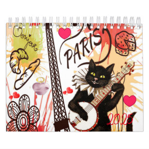 2025 Calendar Paris France Cat Kitten