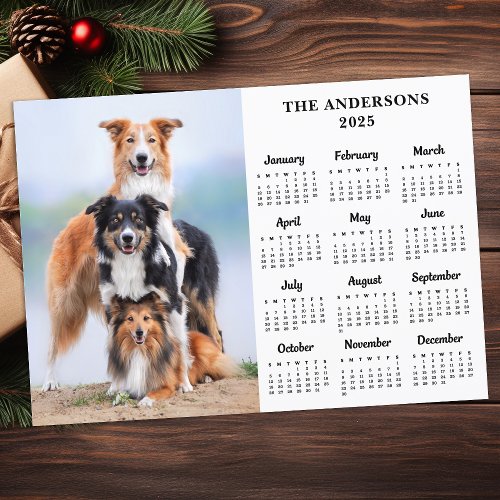 2025 Calendar Pet Dog Family New Year Custom Photo Holiday Card
